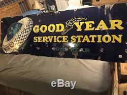 Vintage Large Goodyear Service Station Porcelain Oil & Gas Transportation Sign