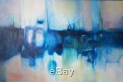 Vintage Large Oil Painting On Canvas MID Century 1968 Abstract Art Signed Coburn