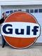 Vintage Large Porcelain Gulf Oil Gas Gasoline Sign 79 By 73 Inch 1 Sided 1966