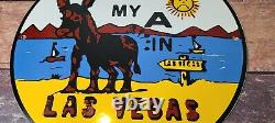 Vintage Las Vegas Porcelain Lost My A Gas Service Station Pump Plate Sign