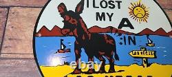 Vintage Las Vegas Porcelain Lost My A Gas Service Station Pump Plate Sign