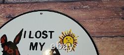 Vintage Las Vegas Porcelain Lost My A Gas Service Station Pump Plate Sign