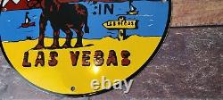 Vintage Las Vegas Porcelain Lost My A Gas Service Station Pump Plate Sign