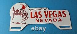 Vintage Las Vegas Porcelain Neveda License Plate Topper Auto Gas Motor Sign