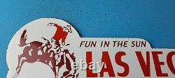 Vintage Las Vegas Porcelain Neveda License Plate Topper Auto Gas Motor Sign