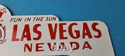 Vintage Las Vegas Porcelain Neveda License Plate Topper Auto Gas Motor Sign