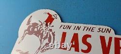 Vintage Las Vegas Porcelain Neveda License Plate Topper Auto Gas Motor Sign