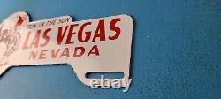 Vintage Las Vegas Porcelain Neveda License Plate Topper Auto Gas Motor Sign