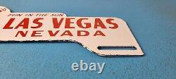 Vintage Las Vegas Porcelain Neveda License Plate Topper Auto Gas Motor Sign