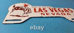 Vintage Las Vegas Porcelain Neveda License Plate Topper Auto Gas Motor Sign