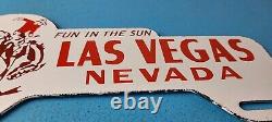 Vintage Las Vegas Porcelain Neveda License Plate Topper Auto Gas Motor Sign