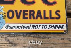 Vintage Lee Overalls Pants Gasoline Gas Oil Americana Porcelain Pump Plate Sign
