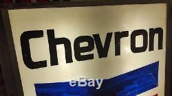 Vintage Lighted Retro Chevron Oil Company Gas Retail Advertising Sign