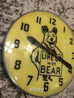 Vintage Line Up With Bear Electric Clock Gas Oil