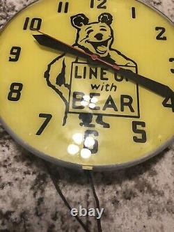 Vintage Line Up With Bear Electric Clock Gas Oil