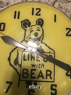 Vintage Line Up With Bear Electric Clock Gas Oil