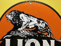Vintage Lion Gasoline Porcelain Sign Texas Motor Oil Gas Station Pump Plate