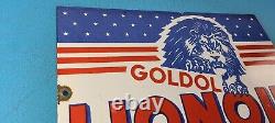 Vintage Lion Oil Sign Service Station Gas Pump Goldol Porcelain Sign