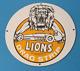 Vintage Lions Drag Strip Porcelain Racing Hot Rod Gas Service Station Pump Sign