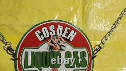 Vintage Liquid Gas Cosden Oil Gas&oil Service Pinup Girl Porcelain Enamel Sign
