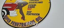 Vintage Liquid Wrench Porcelain Gas Motor Oil Lubrication Service Station Sign