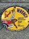 Vintage Liquid Wrench Porcelain Sign Auto Wrench Gas Service Garage Shop Sign