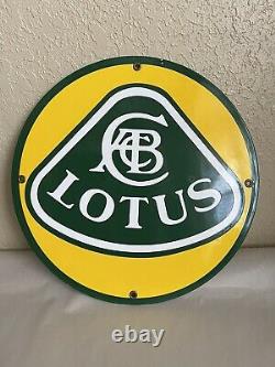 Vintage Lotus Cars Porcelain Dealership Sign Service Station Gasoline Oil Emira