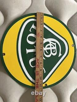 Vintage Lotus Cars Porcelain Dealership Sign Service Station Gasoline Oil Emira