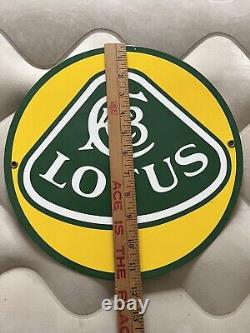 Vintage Lotus Cars Porcelain Dealership Sign Service Station Gasoline Oil Emira