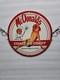 Vintage Mc Donald's Porcelain Pinup Girl Gas Oil Garage Service Pump Plate Sign