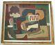 Vintage Mid Century Cubist Cubism Abstract Painting Non Objective 1950's King