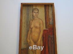 Vintage MID Century Female Nude Painting Blonde Model 1950's Signed Mattson