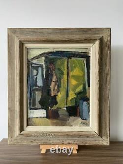 Vintage MID Century Modern Swedish Oil Abstract Interior Painting The Room