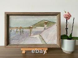 Vintage MID Century Swedish Modernist Framed Oil Painting Though The Terrain