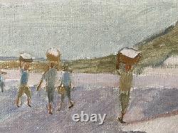 Vintage MID Century Swedish Modernist Framed Oil Painting Though The Terrain