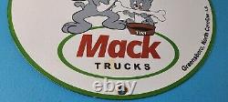 Vintage Mack Trucks Sign Diesel Bulldogs Auto Gas Pump Porcelain Ad Sign