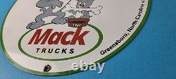 Vintage Mack Trucks Sign Diesel Bulldogs Auto Gas Pump Porcelain Ad Sign