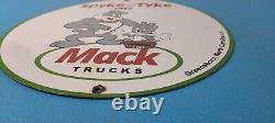 Vintage Mack Trucks Sign Diesel Bulldogs Auto Gas Pump Porcelain Ad Sign