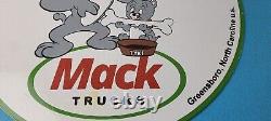 Vintage Mack Trucks Sign Diesel Bulldogs Auto Gas Pump Porcelain Ad Sign