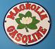Vintage Magnolia Gasoline Porcelain Gas Oil Service Station Pump Plate Sign