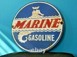 Vintage Marine Gasoline Porcelain Seahorse Gas Motor Oil Service Pump Plate Sign