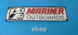 Vintage Mariner Outboards Porcelain Gasoline Pump Plate Service Sales Sign
