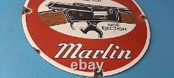 Vintage Marlin Firearms Sign Top Ejection Rifle Gas Pump Porcelain Sign