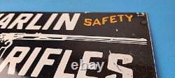Vintage Marlin Rifles Porcelain Safety Repeating Guns & Firearm Service Gas Sign
