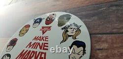 Vintage Marvel Comics Porcelain Conoco Gasoline Service Station Superhero Sign