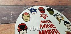 Vintage Marvel Comics Porcelain Conoco Gasoline Service Station Superhero Sign