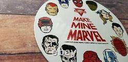 Vintage Marvel Comics Porcelain Conoco Gasoline Service Station Superhero Sign