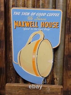 Vintage Maxwell Coffee Porcelain Sign Flange Gas Oil Service Beverage Food Soda