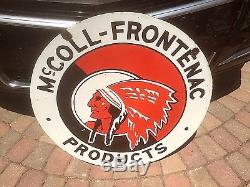 Vintage McColl Frontenac Motor Oil Gasoline Porcelain Sign Gas Indian Graphic