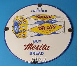 Vintage Merita Bread Porcelain Gas Pump Plate General Store Grocery Store Sign